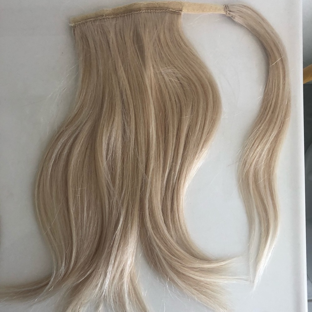 White blonde, human hair, ponytail extension